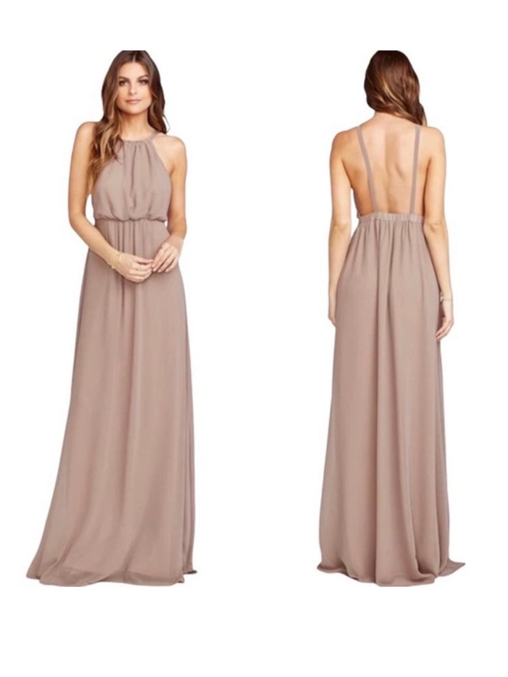 Show Me Your Mumu Amanda Halter Maxi Dress Large Dusty Rose Open Back